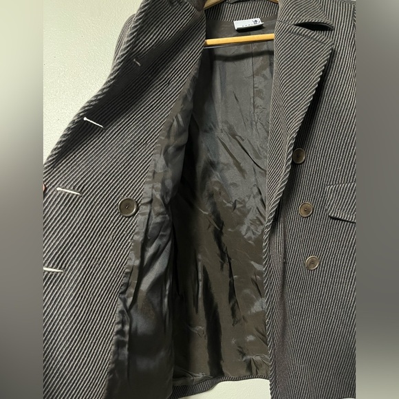 AKRIS Punto Wool Jacket 6 brown Striped Long Sleeve Textured Fabric Pockets - Picture 4 of 10